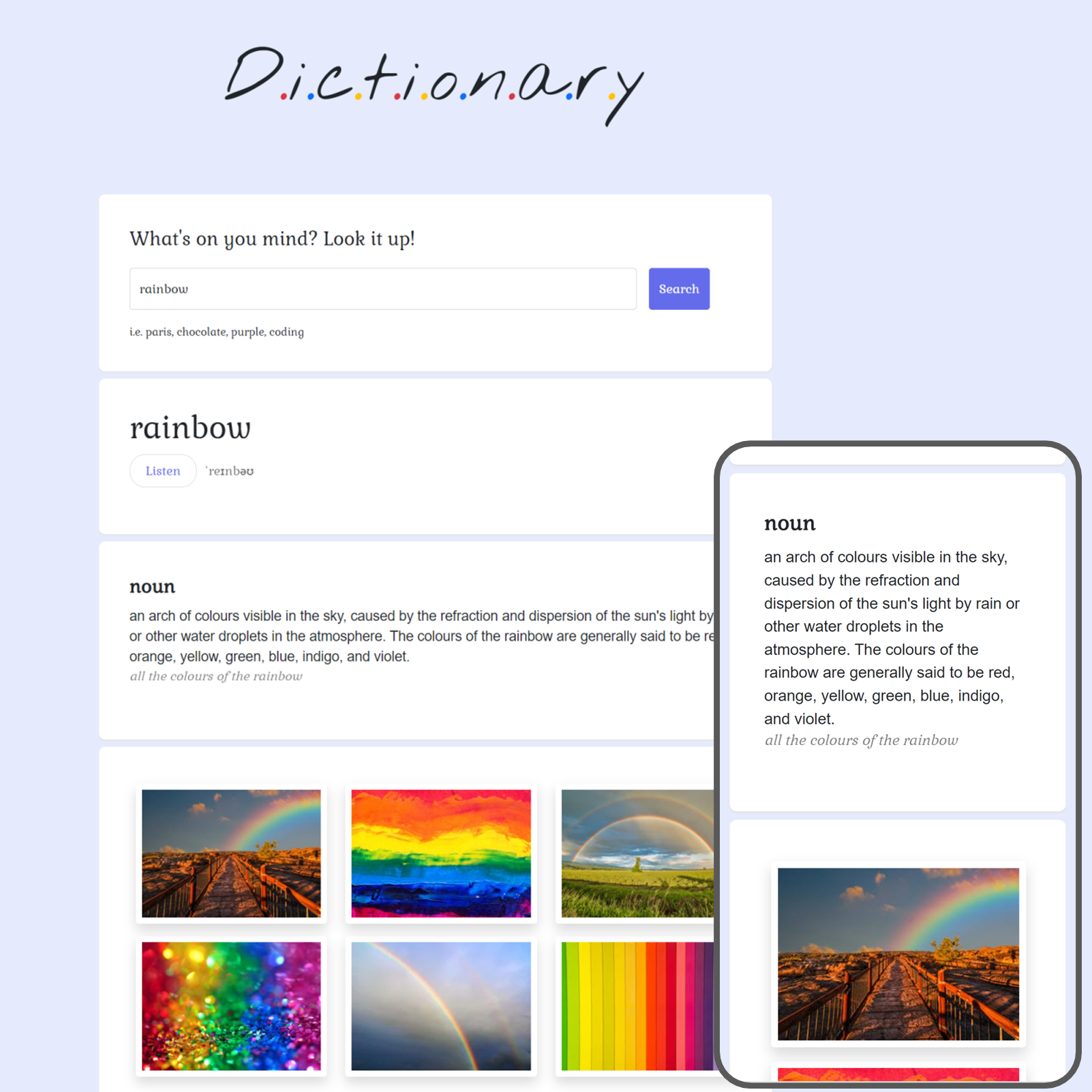 React dictionary project